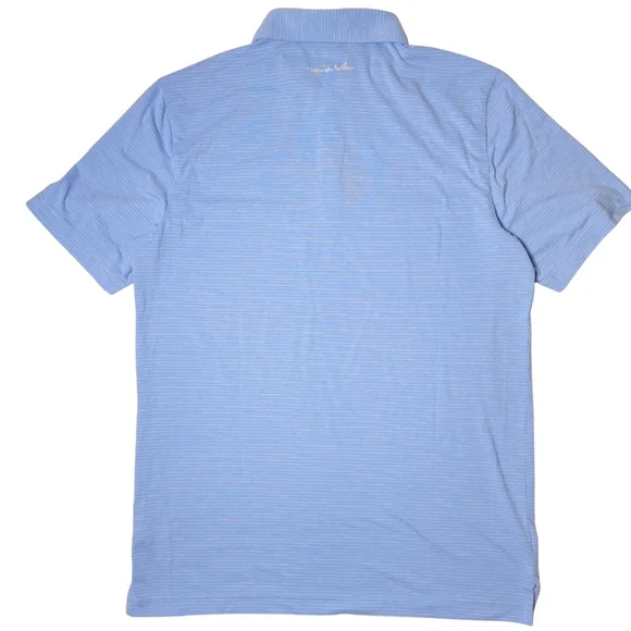 Travis Mathew Heathered Light Blue Polo Shirt - Picture 3 of 5
